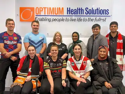 Multidisciplinary Optimum Health Solutions team representing physiotherapy, speech and allied health